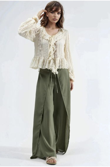 BUSEM Drawstring Waist Crepe Trousers with Tie Detail