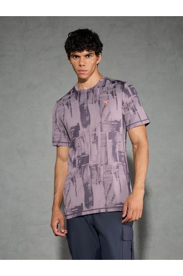 Purple Jacquard Slim Fit Crew Neck T-Shirt