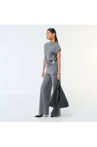 Sleeveless Sweater with High Neck GREY