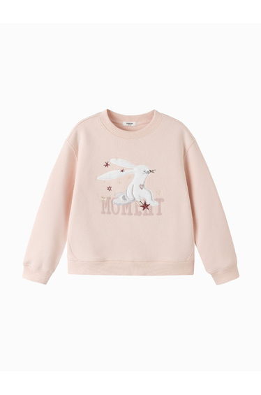 Girls' Sweatshirt with Front Bunny Embroidery