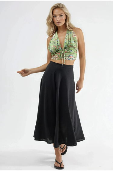 BUSEM High Waist Textured A-Line Maxi Skirt