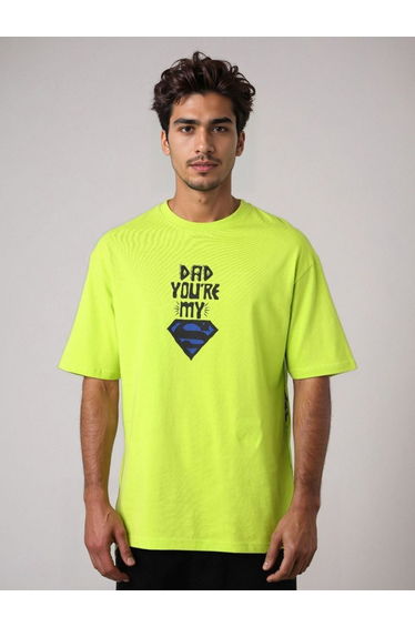 Men Green Boxy Fit Graphic T-Shirt