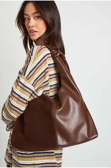 حقيبة كتف بوهو باللون البني