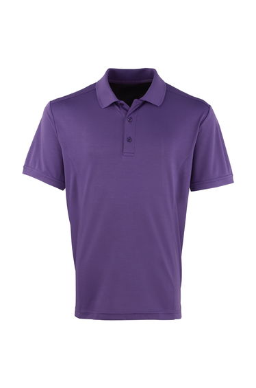 Premier Mens Coolchecker Pique Short Sleeve Polo T-Shirt - Purple