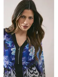 فستان ميدي بسحاب أمامي بحواف بطبعة أزهار - 2