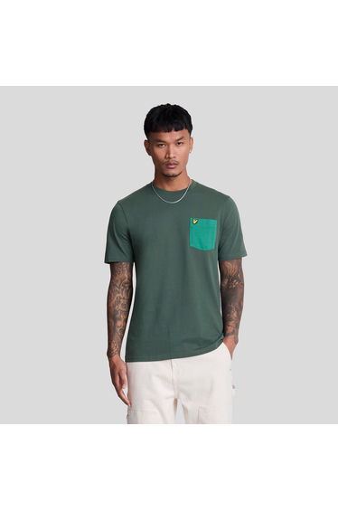 Men's Lyle And Scott Tonal Pocket T-Shirt in Turquoise
