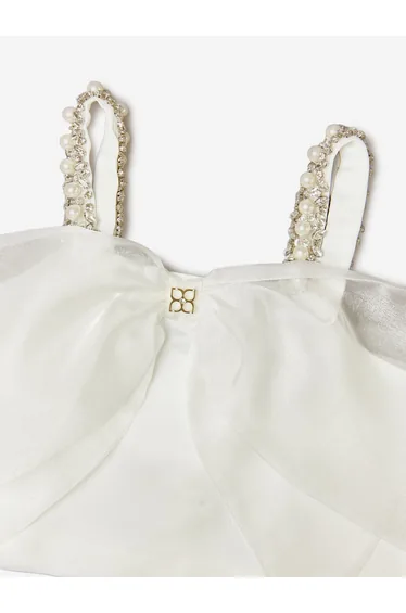 BCBGMAXAZRIA Girls Maxi Bow Top in White