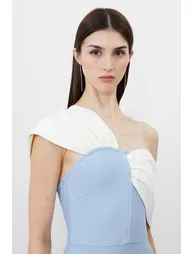 Figure Form Bandage Asymmetric Strap Knit Midi Dress - 2