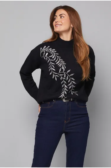 سترة واليس أسود محبوك بأكمام طويلة