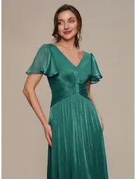 Ruffled Sea-island Ruffle Sleeve Midi Wedding Guest Dress - 4