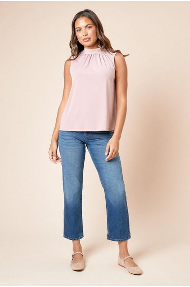 High Neck Tie Back Top