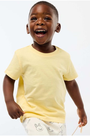 Plain Cotton Jersey T-shirt YELLOW