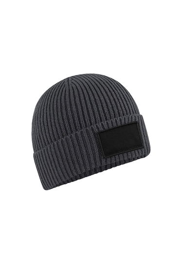 Beechfield Unisex Adult Fashion Patch Beanie - Graphic Grey/Black