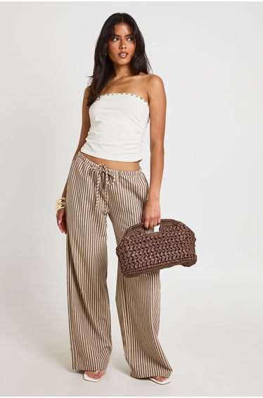 Pearlised Button Bandeau Top - ivory