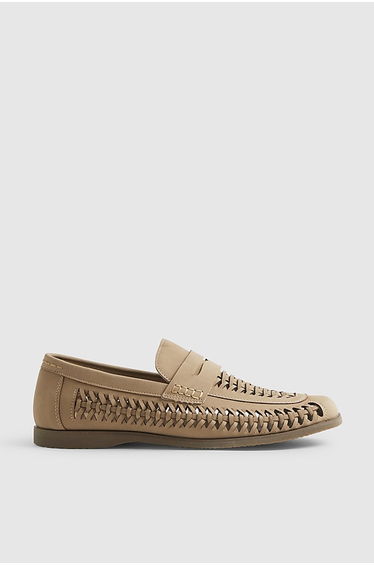 Beige Interweave Loafers