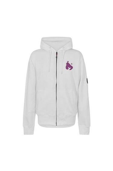 Money Mens Back Print Full Zip Hoodie - White