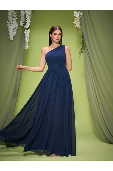 Leely Women's Elegant One Shoulder Sleeveless A-Line Dress
