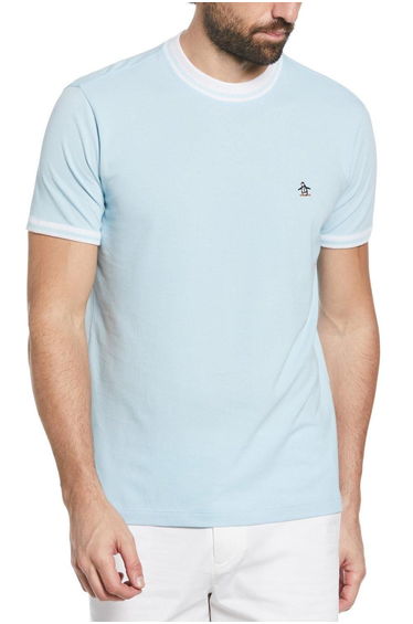 Ribbed Collar T-shirt Blue