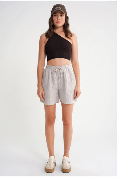 Mixray High-Waisted Striped Wide Leg Shorts