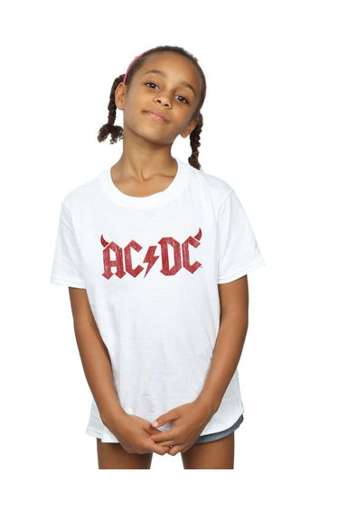 AC/DC Girls Horns Logo Cotton T-Shirt - White