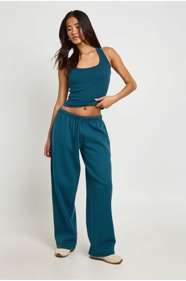 Ribber Racer Vest Top And Jogger Tracksuit - navy
