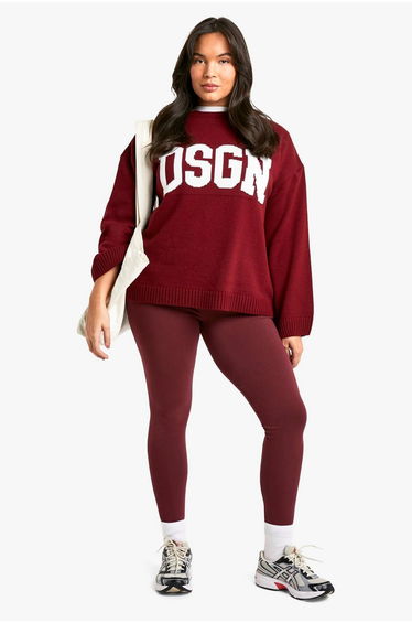 Plus DSGN Crew Neck Knitted Jumper - berry