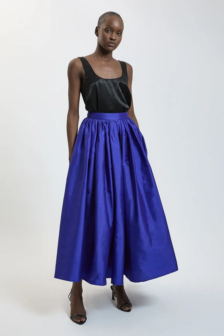 Taffeta Woven Maxi Skirt