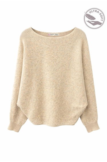 MIXRAY Oversized Boat Neck Ribbed Knit Sweater