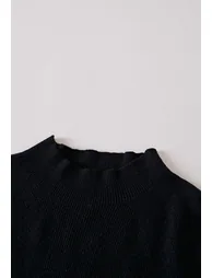 Turtleneck Cable Knit Two-Piece Sweater Set in Black - 5