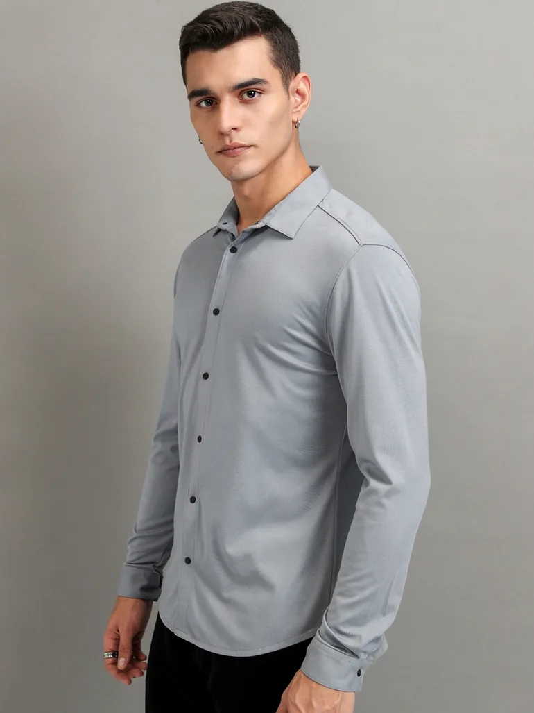 Solid Slim Fit Collared Shirt - 3