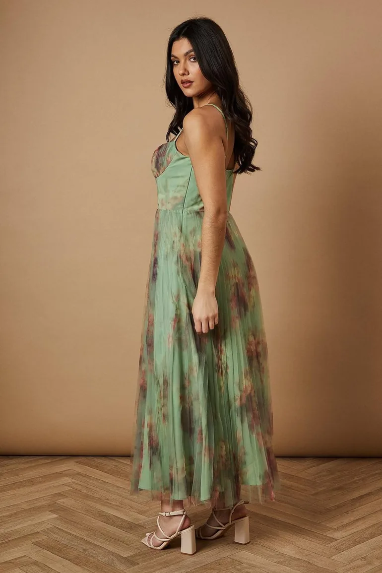 Floral Corset Detail Midi Dress - 2
