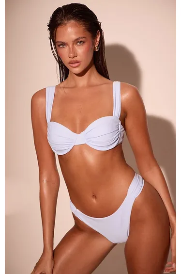 Baby Blue Thick Strap Tanga Bikini Bottoms
