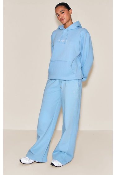 Baby Blue Embroidered Oversized Sweat Hoodie