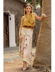 Floral Linen Skirt - 1