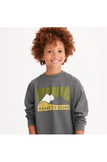 Mountain Print T-Shirt with Long Sleeves