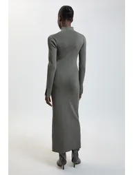 Asymmetric Fastening Viscose Knitted Dress - 1