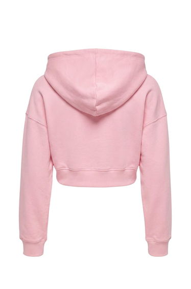 Pink Zippered Hooded Low Sleeve Drawstring Super Crop Thick Knitted Cardigan/Sweatshirt product thumbnail 4