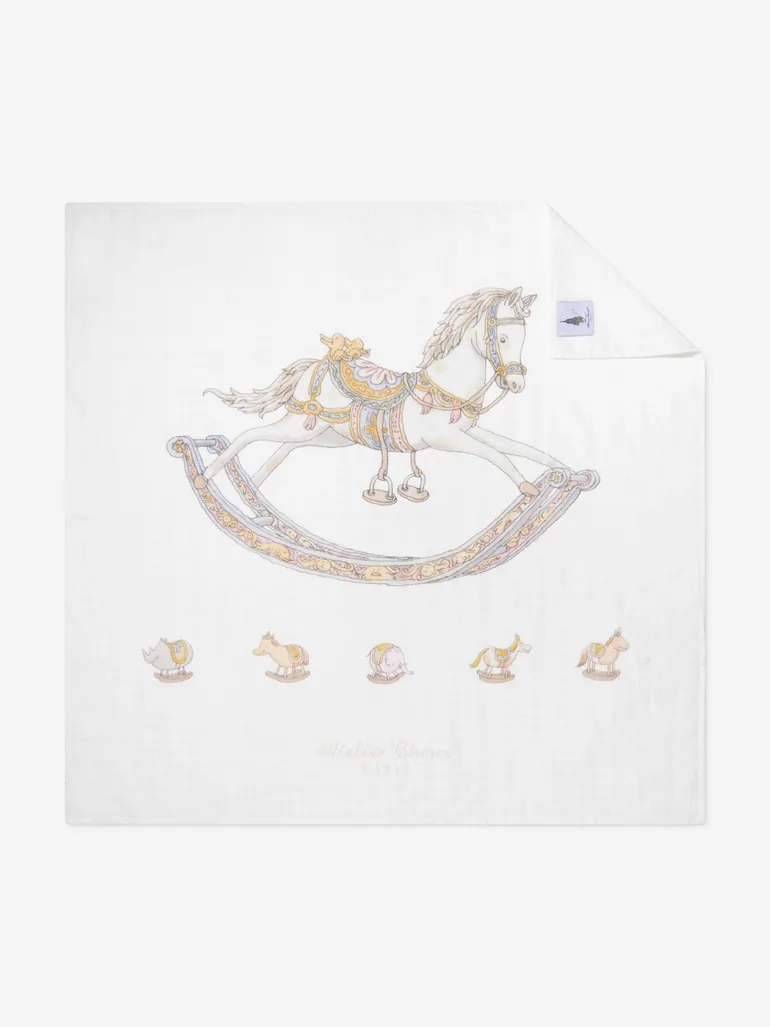 Baby Rocking Horse Swaddle in White