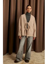 BIPANTOLON Women's V-Neck Tie Casual Jacket