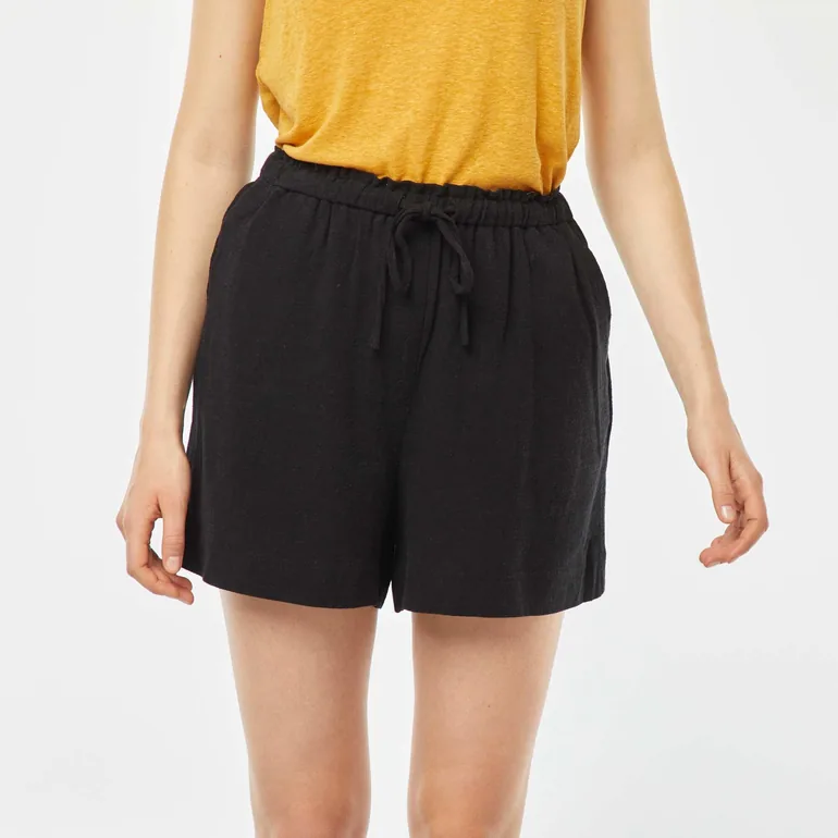 Lightweight shorts with ties BLACK - 1