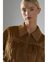 Tan Fringed Jacket - 4