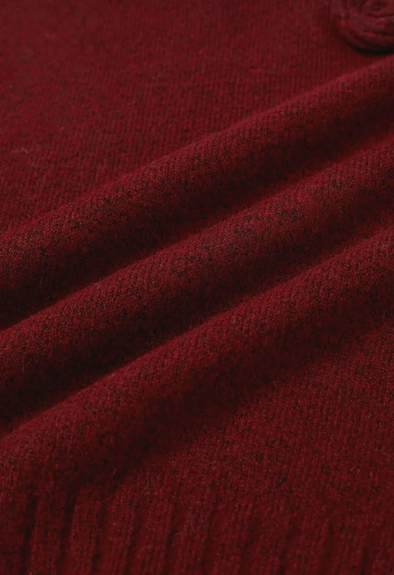 Whispered Bloom Knit Sweater and Mini Skirt Set in Burgundy - 5
