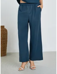 Women Fold Pleat Top and Wide Leg Modest Set - 3