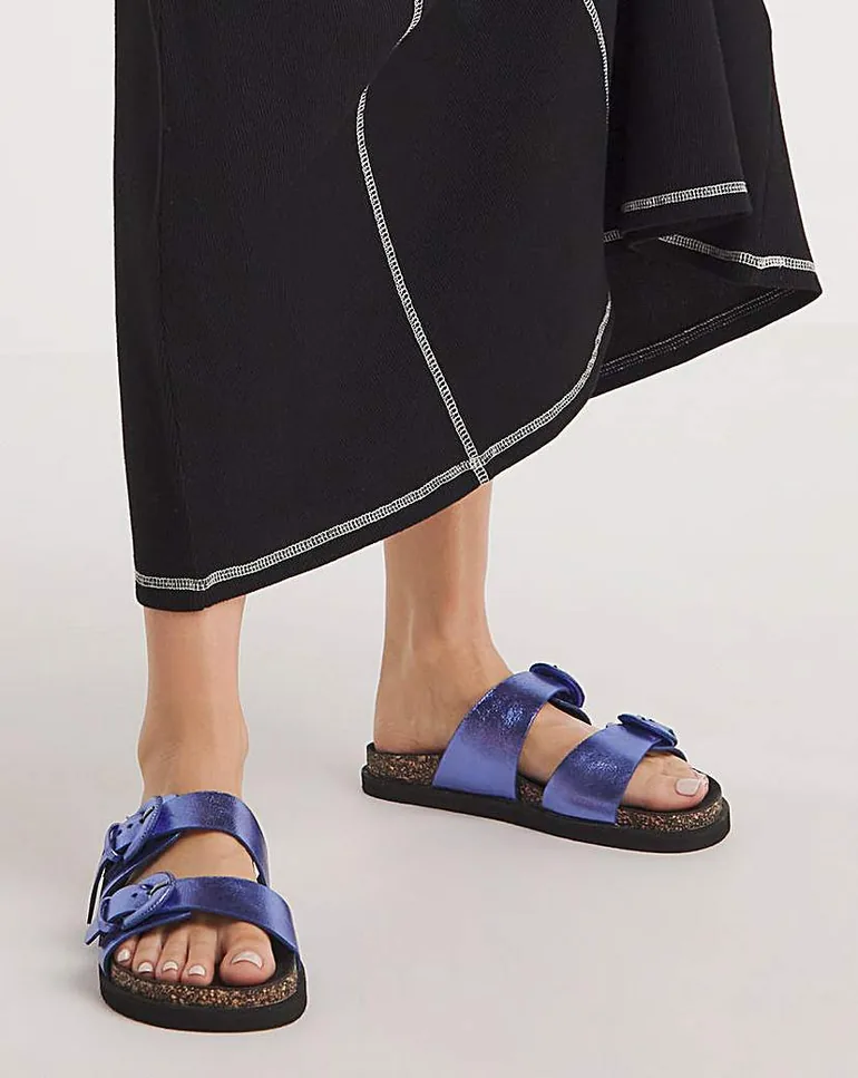 Alisha Double Buckle Footbed Slider Wide - 2