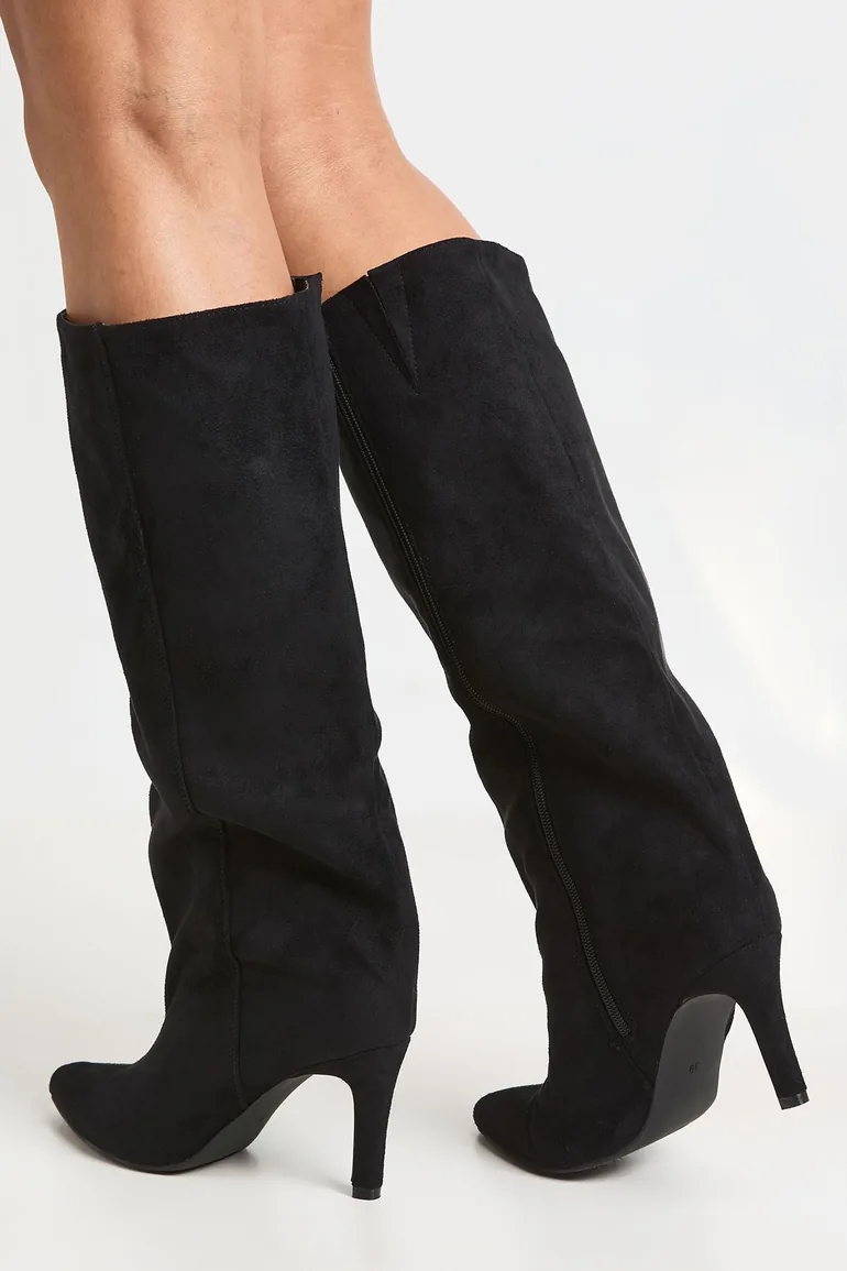 Knee High Stiletto Column Boots - black - 1
