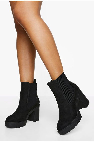 Wide Fit Chunky Heeled Chelsea Boots