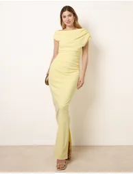 Off Shoulder Ruched Maxi Dress - 1