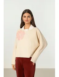 Two-Tone Knit Pullover - 1