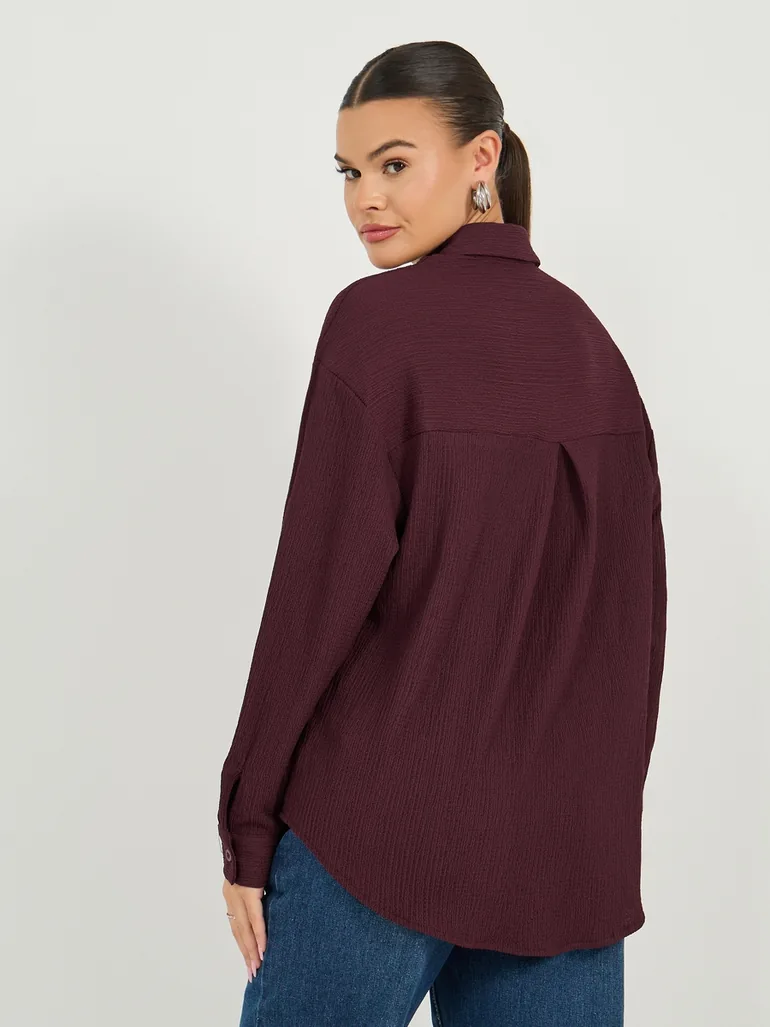 Textured Oversized Collared Shirt - 4