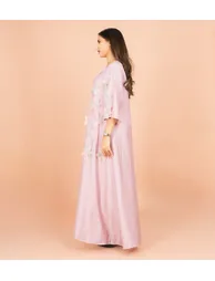 جلابية مزينة بأزهار بارزة بأحجار كريستال - 1